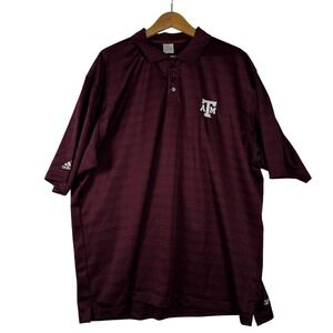 Adidas Texas A&M Aggies Maroon Striped Polo Shirt Mens Athletic